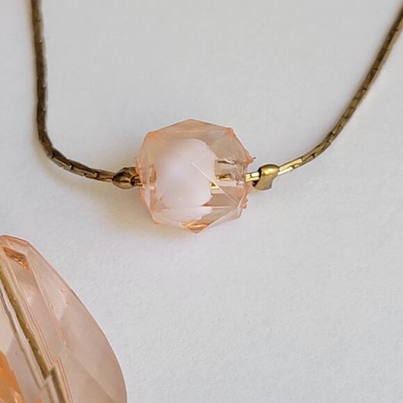 Elegant Vintage Champagne Lampwork Bead Necklace with 24 inch Gold Tone Chains - Picture 7 of 10